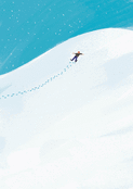 Trace de pas joyeuse dans la neige &eacute;clatante